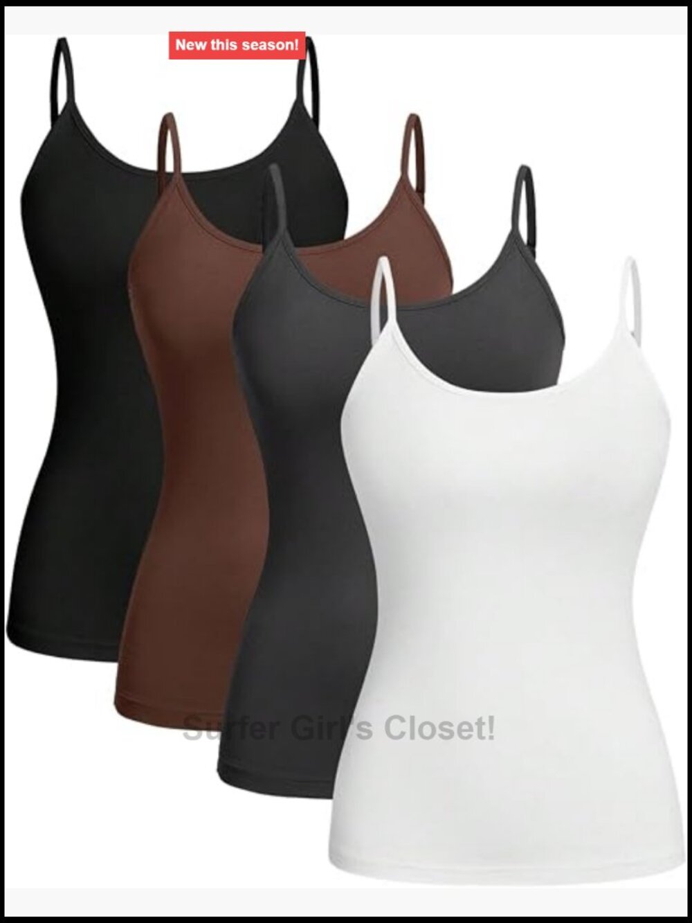 Plus Size 4 Pack Cami Tops Spaghetti Strap Tanks Layering Essential
